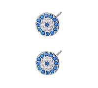 PACKOVE 1pair Delicate Blue Evil Eye Copper Earrings for Women Unique round Ear Jewelry with Backings All-match Fashion Accessory for Parties Birthdays and Casual Wear