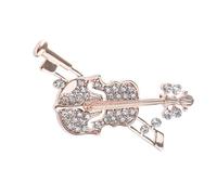 PACKOVE 1pc Rose Gold Violin Brooch with Rhinestone Accent Creative Music Note Corsage Pin for Women and Accessory for Dresses Bags Hats and Scarves Elegant Jewellery