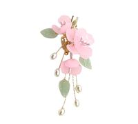 PACKOVE 1pc Vintage Imitated Jade Flower Hair Clip with Pearl Inlay for Wedding Banquet Elegance Style