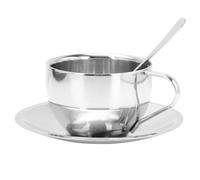 PACKOVE 1set Light-Luxury European Style Coffee Mug Set Stainless Steel Beverage Cups with Flat Base Decorative Tea Mugs for Home Office Cafe Housewarming