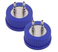 PACKOVE 1set Stainless Steel Laboratory Bottle Cap with Double Port for Hplc Solvent Handling Mobile Phase Filling Cap -resistant Feeding Lid for Chemical and Fermentation 2pcs