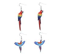 PACKOVE 2 Pairs Bird Pattern Earrings for Women Unique Hummingbird Pigeon Eagle Owl Parrot Ear Drops Wedding Ear Decor Comfortable Gift