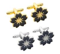 PACKOVE 2 Pairs Cherry Blossom Flower Cufflinks for Women Lightweight Alloy Shirt Sleeve Embellishment Business Suit Accessories for Formal Occasions
