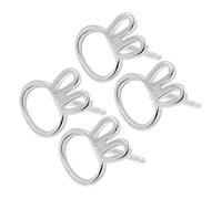 PACKOVE 2 Pairs Cute Tiny Rabbit Earrings for Women Minimalist Silver Animal Studs Zinc Alloy Jewelry Charming Easter Bunny Motif Simple Fashion Accessory