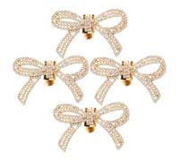 PACKOVE 2 Pairs Detachable Rhinestone Bow Shoe Charms Clips for High Heels, Sparkling Alloy Shoe Decoration Accessories in Golden Colour, for Wedding and Party