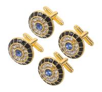 PACKOVE 2 Pairs Tuxedo Studs, Dress Shirt Studs Set, Alloy and Rhinestone round Crystal Evil Eye Cuff Links for Men, Wedding Formal