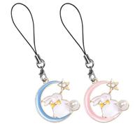 PACKOVE 2 Pcs Cute Alloy Rabbit Phone Charm Keychain Strap Moon and Star Design, Easy to Install and Decorate, for Keychain or Bag Accessories, Unique and Delicate Style