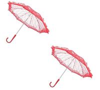 PACKOVE 2 pcs Flowers Mini Wooden Wedding Iron Hand Parties Umbrellas Umbrella- Elegant Embroidery Decorationred Photo Masquerade Celebration Girl Party Performance Dancing Lady Flower