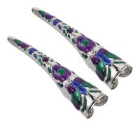 PACKOVE 2 Pcs Iron Nail Armor Full Cover Fake Fingernails with Classic Pattern for Finger Protection and Costume Decoration Suitable for Stage Performances and Halloween