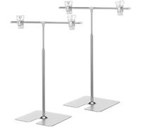PACKOVE 2 Pcs Stainless Steel Adjustable Banner Holder Poster Stands with T-shaped Table Top Easel for Trade Show Display and Retail Signage
