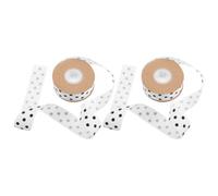 PACKOVE 2 Rolls 2.5cm White Polka Dot Wire Edge Ribbon Spool, 10 Yards Each, Decorative Craft Ribbon for DIY Hair Accessories, Wedding, Spring and Party Favor Trim