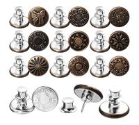 PACKOVE 20 Pcs Removable Jeans Snap Buttons Set with Adjustable Waist Extenders for Pants Skirts Trousers, Replacement Jean Button Pins for Waist Tightening and Elastic Collar Extension