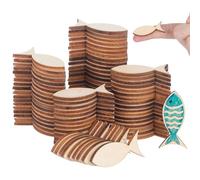 PACKOVE 200pcs Fish-Shaped Wood Chip Blank Fish Slices Beige Wooden Craft Pieces Stimulate Creativity Easy to Colour Or Paint for DIY Crafts