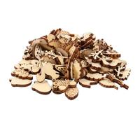 PACKOVE 200pcs Wooden Slices Mushroom Leaf Wood Pieces Unique Design Shape Lightweight Can Be Hung DIY Craft Project Christmas Decoration