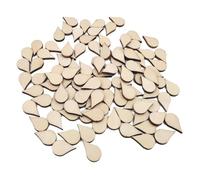 PACKOVE 200pcs Wooden Teardrop Shape Cutouts Unfinished Blanks Natural Beige Paintable Surface Graffiti Treatment DIY Craft Supplies for Ornaments and Parties