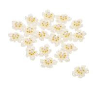 PACKOVE 20pcs Acrylic White Pearl Flower Nail Charms with Crystal Floral Accents Bead-Embellished Manicure Decorations for DIY Nail Art Use Flower Jewels for Elegant Accessories