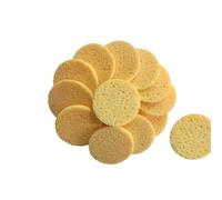 PACKOVE 20pcs Round Cellulose Sponge Makeup Removal Pads for Daily Facial Cleansing, Deep Cleans Pores and Brightens Skin Tone, Soft Khaki Cotton Pads for Travel and Family Use