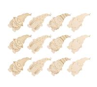 PACKOVE 20pcs Xmas Unfinished DIY Wood Pendants Lightweight Easy to Color Beige Dwarf Shaped Creative Christmas Tree Hanging Ornaments for DIY Xmas Festival Party Supplies