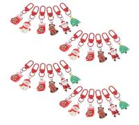 PACKOVE 24PCS Christmas Keychain Set with Reindeer Santa Snowman Gingerbread Man Charms Cartoon Xmas Decorations for Bags Keys DIY Crafts Festive Holiday Party