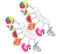 PACKOVE 24pcs Hawaiian Key Chain Ornaments Lightweight Decorative Pendants for Bags and Keys Cute PVC Beach Party Accessories with Ice Cream Duck Watermelon Volleyball Designs