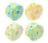 PACKOVE 25mm Lemon Printed Ribbed Ribbon 4 Rolls DIY Craft Ribbon for Party Decorations Hair Accessories Wrapping 4.5 Meters Each Roll for DIY Projects and Event Use