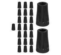 PACKOVE 25pcs Rubber Hiking Pole Tip Protector for Walking Sticks and Trekking Poles, Non-slip Black Replacement Caps with Terrain Adaptability for Outdoor Hiking and Mountaineering