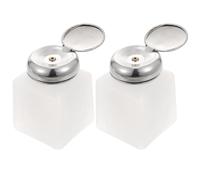 PACKOVE 2pcs 100ml Anti-static Rubbing Alcohol Dispenser Bottles with Press Pump, White Plastic Methylated Spirit Pumps for Chemical Lab and Salon Use