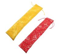 PACKOVE 2pcs 40cm Brocade Drawstring Bags with Yellow and Red Dragon Pattern, Thick Silk Cloth Pouches for Chinese Paintings, Calligraphy Storage, Wedding Scroll and Hand Fan Organizer