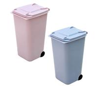 PACKOVE 2pcs 650ml Desktop Trash Cans Multi-function Office Garbage Pail Set with Pink and Blue Small Wastebaskets for Home and Desk Organization
