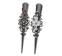 PACKOVE 2pcs Alloy Women Headdress Large Barrette Hair Clips Gothic Duckbill Hairpin Rhinestone Hair Clip