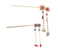 PACKOVE 2pcs Ancient Chinese Hairpins with Metal Flower and Coin Motifs Vintage Hanfu Hair Sticks for Women Elegant Traditional Asian Updo Accessories with Artisan Craftsmanship