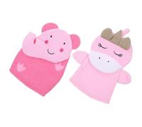 PACKOVE 2Pcs Bathing Scrubbing Mittens Cartoon Exfoliating Shower Gloves for Gentle Skin Cleansing for Childrens Bath Elephant Unicorn Reusable Lightweight