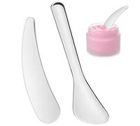 PACKOVE 2pcs Beauty Spatula Cosmetic Spatula Stainless Steel Reusable Skincare Tool Reduces Waste Mixing Creams for Daily Storage and Travel