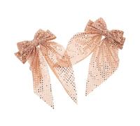 PACKOVE 2pcs Big Hair Bow Clips in Golden with Sparkling Sequins and Ribbon Design, Versatile for Party and Weddings, Made of Metal and Cloth, Quick and Convenient Use for Women