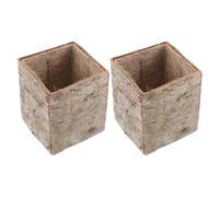 PACKOVE 2pcs Birch Bark Floral Container Rustic Rectangle Planter Pot Handmade Wooden Iron Hemp Indoor Succulents Cactus Home Plant Pots Collection