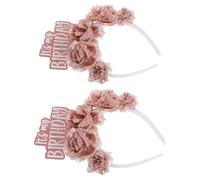 PACKOVE 2pcs Birthday Queen Headband Floral Hair Crown with Simulated Blossoms Chic Happy Birthday Hairband for Women Elegant Party Decoration Accessory