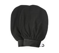 PACKOVE 2pcs Black Exfoliating Gloves Bath Shower Body Scrubber Mitts Dual-texture Rough and Smooth Surface for Dead Skin Removal Spa Cleansing Home Use