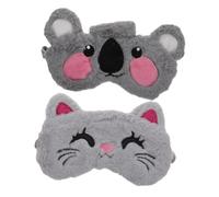 PACKOVE 2pcs Breathable Plush Cartoon Eye Masks Soft Animal Design Sleeping Eye Covers for Travel Home Nap Lightweight Comfortable Shade