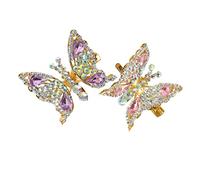 PACKOVE 2pcs Butterfly Hair Clips Pink Purple Rhinestones 3d Moving Wings Fairy Hair Accessories for Girls Women Aesthetic Hairstyling Jewelry