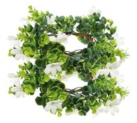 PACKOVE 2pcs Candle Rings Wreaths Party Wreath Artificial Silk Cloth Pe Material Green Ring with Realistic Appearance Never Wither Maintain Beauty Decoration for Weddings and Party