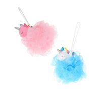 PACKOVE 2pcs Cartoon Unicorn Bath Foaming Balls for Body Scrubbing PE Mesh Exfoliating Sponge in Pink and Blue Soft Massage Sponge for Adults Easy to Use and Rich Bubbles