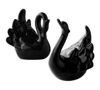 PACKOVE 2pcs Ceramic Swan Figurines Black Elegant Home Décor Sculptures with Space-saving Design and Stable Not Easy to Overturn Feature, for Living Room or Garden Ornament