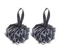 PACKOVE 2pcs Charcoal Mesh Bath Balls Loofah Stick with Hanging Rope, Pe Material Exfoliating Sponge for Body, Soothes Skin, Suitable for Home and Hotel Use
