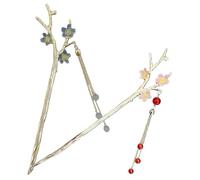 PACKOVE 2pcs Chinese Flower Hair Sticks Elegant Chignon Pins for Daily Wear Smooth Durable Design Lightweight Hair Accessories Lake