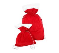 PACKOVE 2pcs Christmas Velvet Drawstring Sacks Large Capacity Santa Treat Pouches Reusable Holiday Candy Bags with Secure Closure for Exchange Party Favors