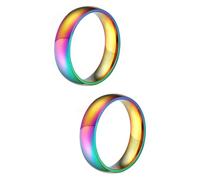 PACKOVE 2pcs Colorful Titanium Steel Rainbow for Women Fashionable Jewelry Smooth Finish Chic Design for Everyday Wear