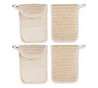 PACKOVE 2pcs Cotton and Linen Soap Bag Bubble Foam Net Quick Drying Handmade Beige Loofah Exfoliating Soap Pouch for Shower and Face Washing