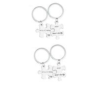 PACKOVE 2pcs Couple Keyring Set His Crazy Her Couple Key Ring Valentines Day Birthday Anniversary Lover Key Ring Lovers Valentine Day