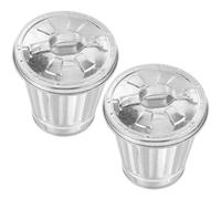PACKOVE 2pcs Desktop Trash Bucket Covered Waste Bucket Mini-waste Container Silver Galvanized Iron Multi-purpose Well Constructed Fashion Simple Storage Pot for Bedroom and Dining Room