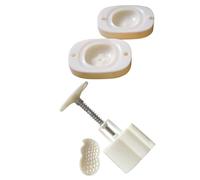 PACKOVE 2pcs DIY Baking Mold Moon Cake Moulds Set with Reusable White Pp and Stainless Steel Material, Convenient to Demold Kitchen Baking Supply Tool for Home Use